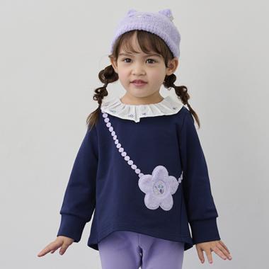 お花トロンプルイユトレーナー(SS(85-95cm) 紺): キッズ
