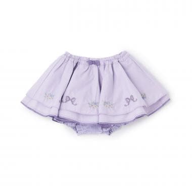 リボンお花刺しゅうスカート付きカバーパンツ