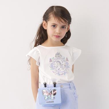 ユニコーン刺しゅう肩開きTシャツ(85-95cm 白): キッズ