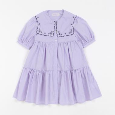 セーラー刺しゅう衿ティアードワンピース