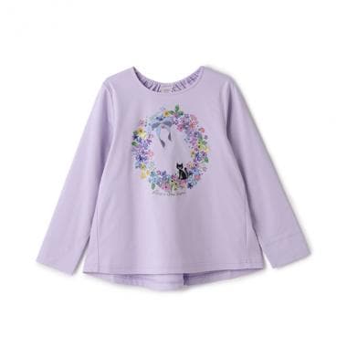 フラワーリースネコプリント長袖Tシャツ