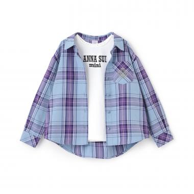 チェックシャツ＋長袖Tシャツ