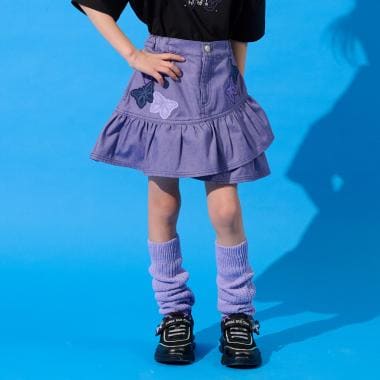 デニムスカート＋1分丈スパッツ