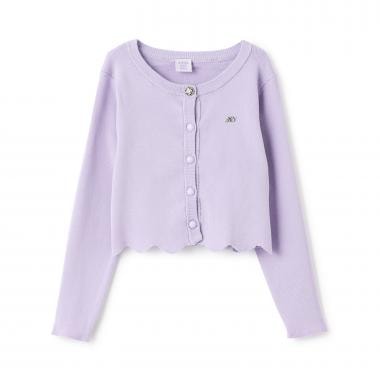 名品シルク混スカラップカーディガン