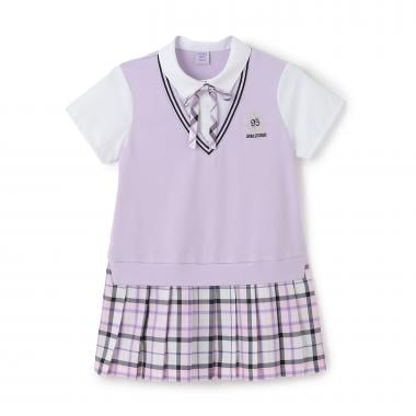 名品チェックレイヤードワンピース