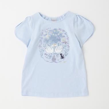 ANNA SUI mini（アナスイミニ）スワン花プリント半袖Tシャツ　姉妹ペア