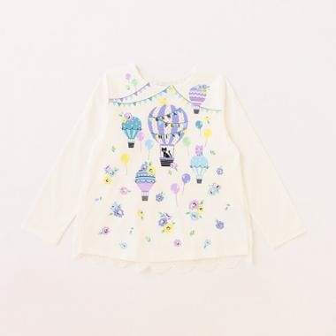 【人気商品再入荷】【直営店で取り扱い無し】ネコ気球プリント長袖Ｔシャツ