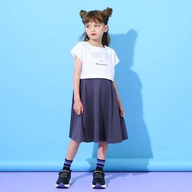 ラインストーンロゴTシャツ＋ワンピースセット