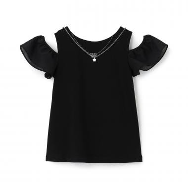 ネックレスつき２WAY肩あきTシャツ