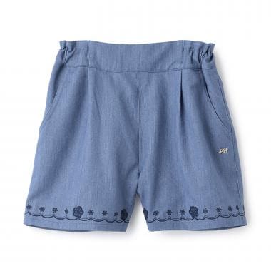 裾刺しゅうショートパンツ
