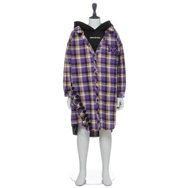 パーカードッキングチェックシャツワンピース