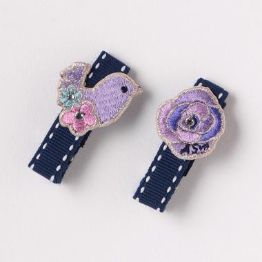 ★ドリーミー刺しゅう チビヘアクリップ2個セット【日本製】