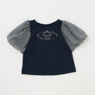 ★ストライプボリューム袖半袖Tシャツ