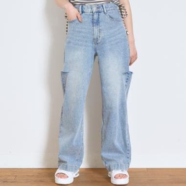 ダメージデニムワイドパンツ