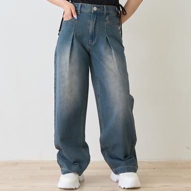 タックワイドデニムパンツ