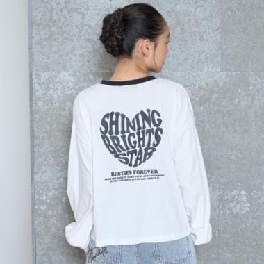 ハートバイカラー長袖Tシャツ