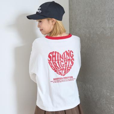 ハートバイカラー長袖Tシャツ