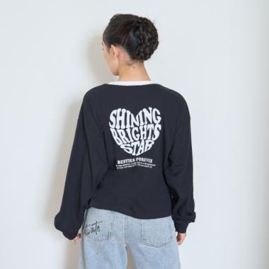 ハートバイカラー長袖Tシャツ
