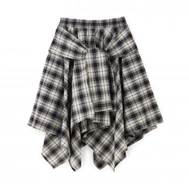 【LTXC】腰巻き風チェックミディスカート