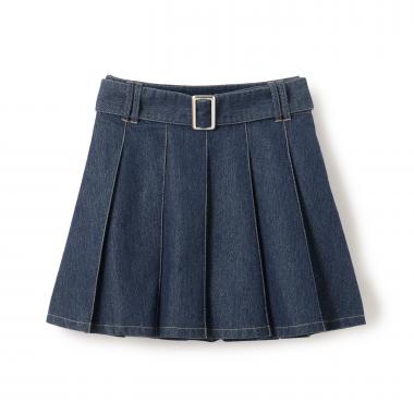 【LTXC】ベルトつきデニムプリーツスカート