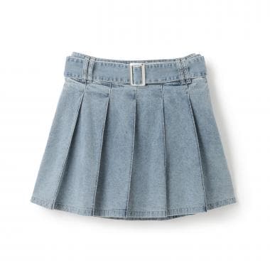 【LTXC】ベルトつきデニムプリーツスカート