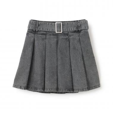 【LTXC】ベルトつきデニムプリーツスカート