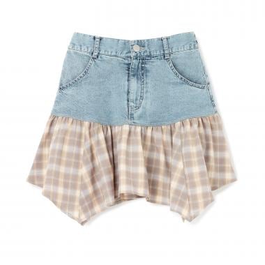 【LTXC】異素材ドッキングヘムミニスカート