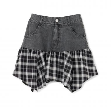 【LTXC】異素材ドッキングヘムミニスカート