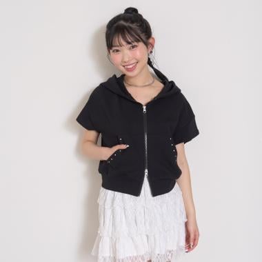 【LTXC/綿100/セット可】半袖ジップパーカー