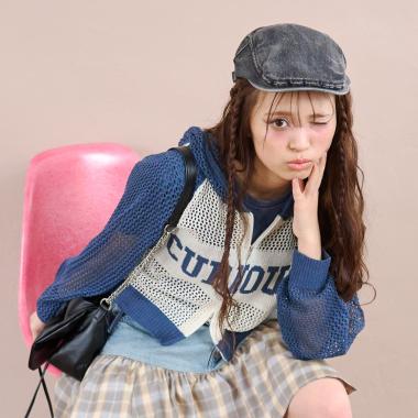 【LTXC/洗える】メッシュニットジップパーカー