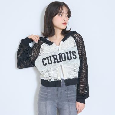 【LTXC/洗える】メッシュニットジップパーカー