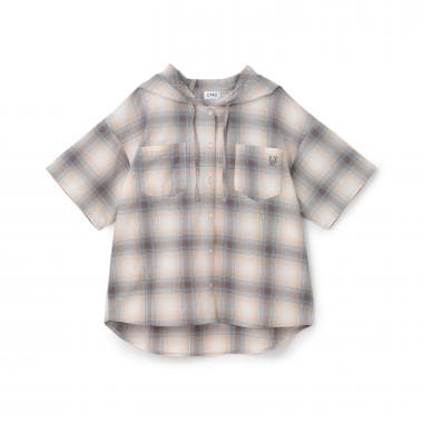 【LTXC/接触冷感】チェック半袖シャツパーカ