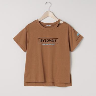 衿スリットボックスロゴTシャツ