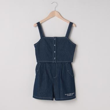 前ボタンビスチェ×キュロットセット(120 ブルー): ジュニア - ナルミヤ