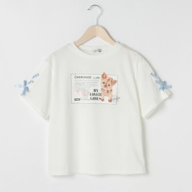 袖レースアップTシャツ