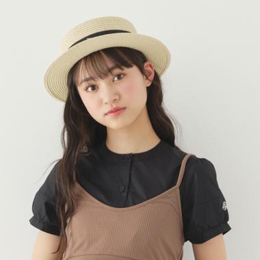 リボンつきストローブレードカンカン帽