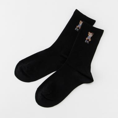 ワンポイントリブクルーソックス