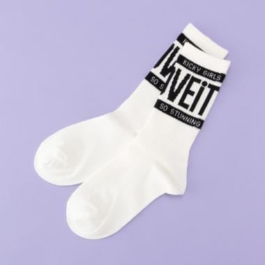 ロゴラインリブクルーソックス