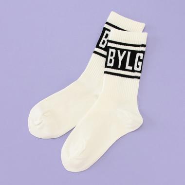 ロゴラインクルー丈ソックス【日本製】