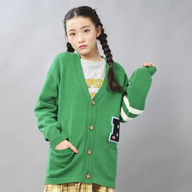 レタードカーディガン(120cm グリーン): ジュニア - ナルミヤ
