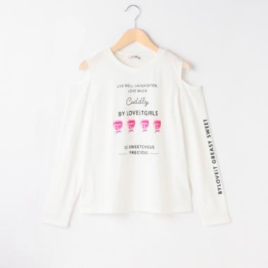 肩スリットキャンディ長袖Tシャツ(120cm オフ ホワイト): ジュニア  