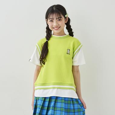 ラビ子ベストレイヤード風Tシャツ(120cm ライム): ジュニア - ナルミヤ