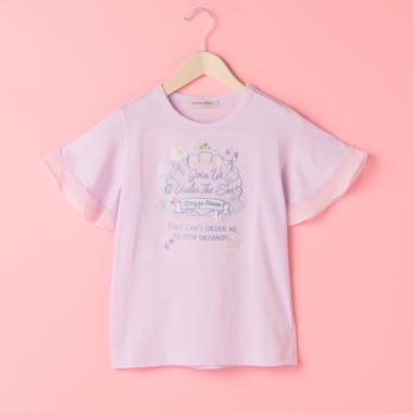 シェル刺しゅう入りフレアスリーブTシャツ