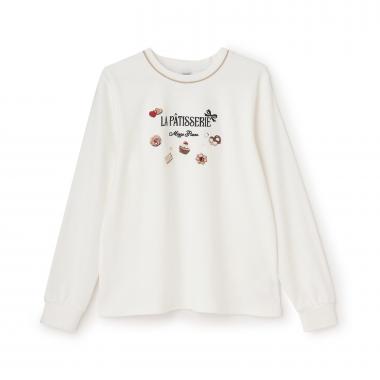 8143212：チョコレートスイーツ刺しゅう長袖シャツ