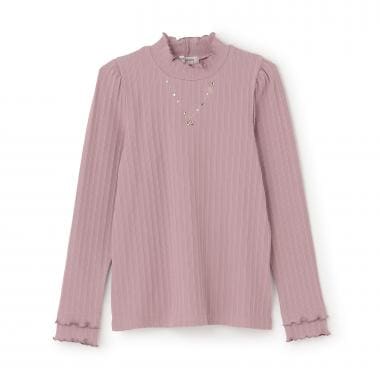 8043219：8133219：リボンネックレス長袖Tシャツ
