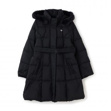 【人気商品再入荷】【直営店で取り扱い無し】【はっ水】ベルトつきリボンポケットロングダウン