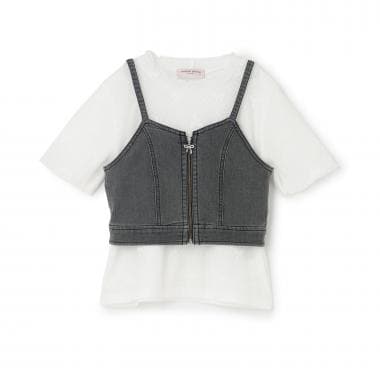 ☆彡デニムビスチェ＆レース半袖Tシャツセット