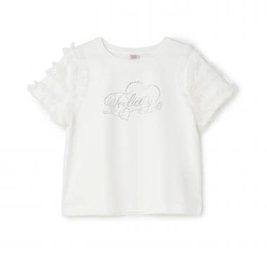 ☆彡袖チュールフリル半袖Tシャツ