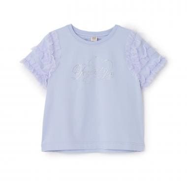 ☆彡袖チュールフリル半袖Tシャツ