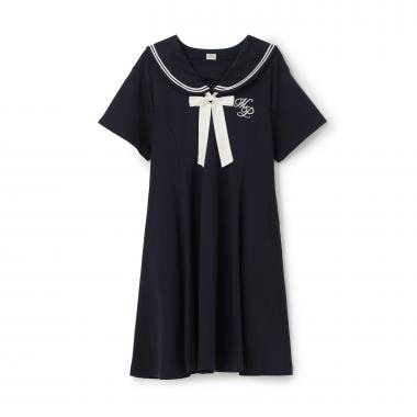 ☆彡【接触冷感】リボンつきセーラーワンピース